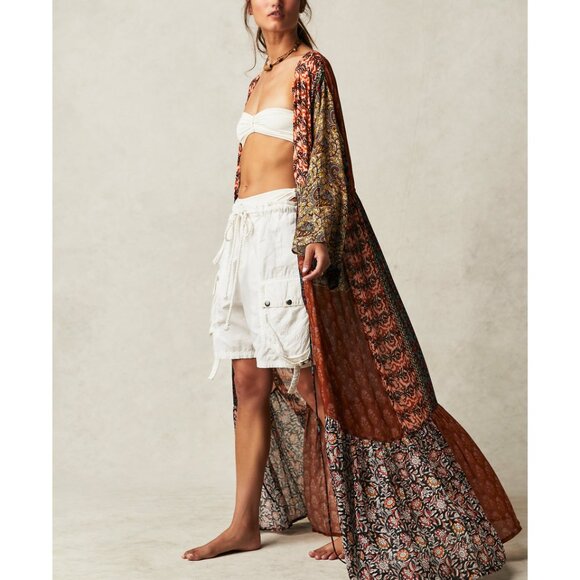 🌙FREE PEOPLE Bombay Mixed Print Kimono/Sand Combo🌙 - Picture 2 of 8